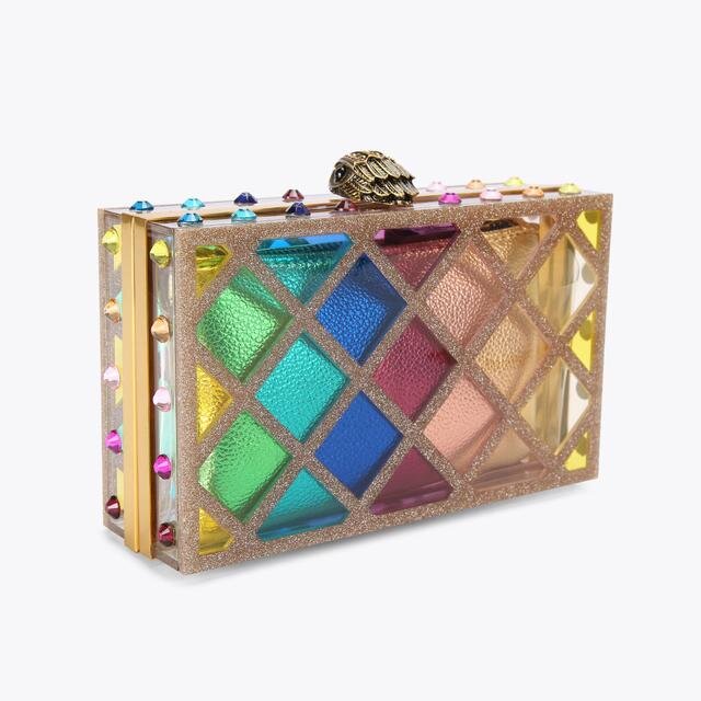 Crystal Quilt Box Clutch Bag Crystal Quilt Box Clutch Bag