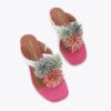 Pom Pom T-Bar Flat Sandal