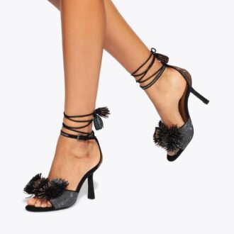 Pom Pom Tie Ankle Heel
