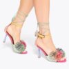 Pom Pom Tie Ankle Heel